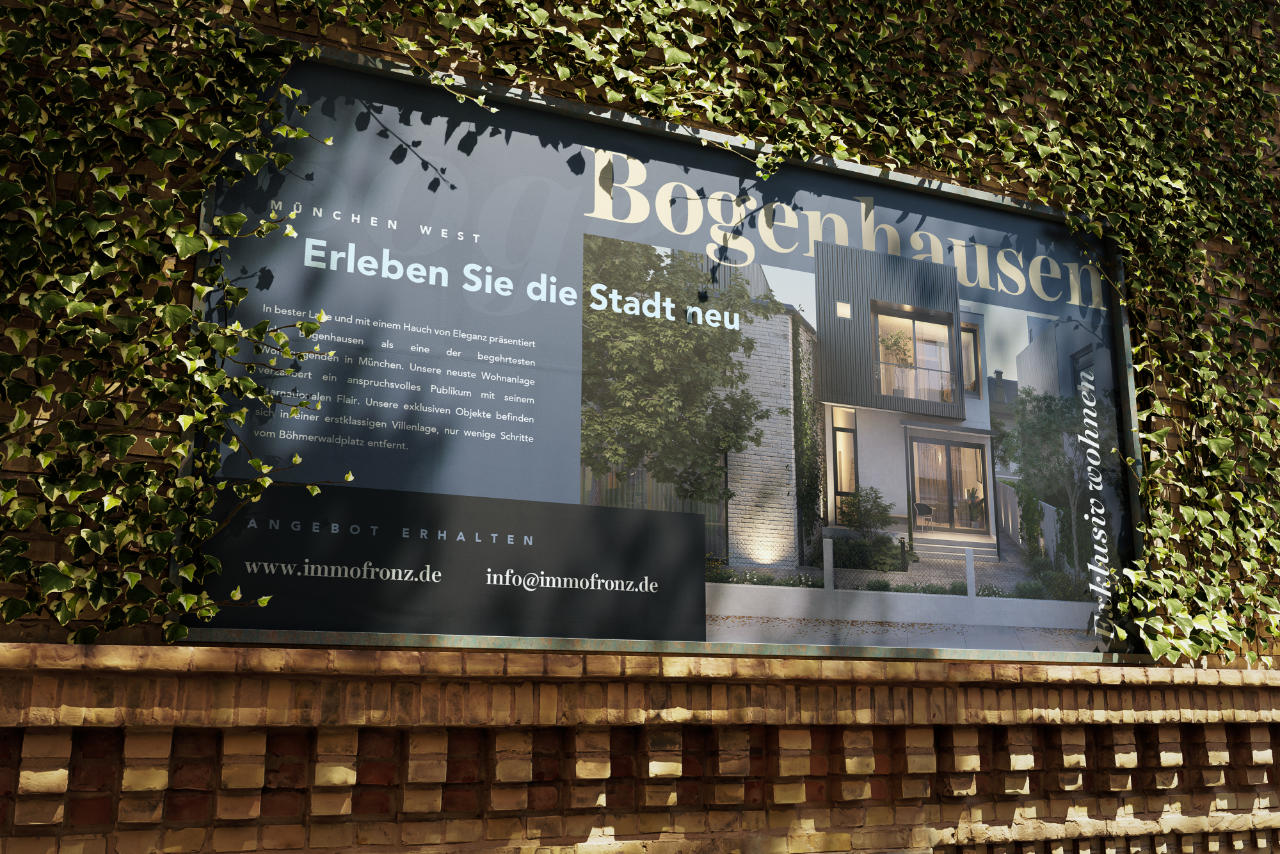 3D Visualisierung einer Immobilie Architektur Haus Gebäude Marketing Material Marketingmaterial Billboard