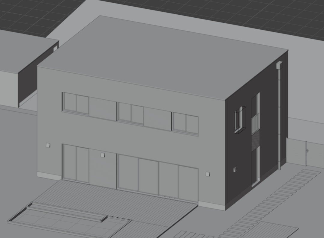 Detail Modellierung Architektur 3D Visualisierung von einem modernen Einfamilienhaus Gebäude mit Pool und Holzelementen in Ingolstadt