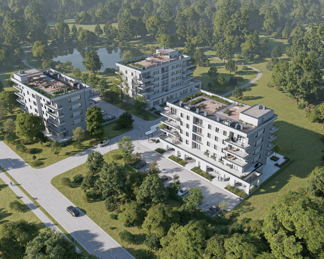 Architektur Immobilie 3D Visualisierung einer Wohnlange von Mehrfamilienhaus Gebäude Haus in der Natur Ingolstadt Regensburg und Eichstätt